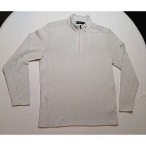 BUGATCHI NWT Soft Touch Performance 1/4 Zip Pullover Chalk Gray Mock Neck M $179